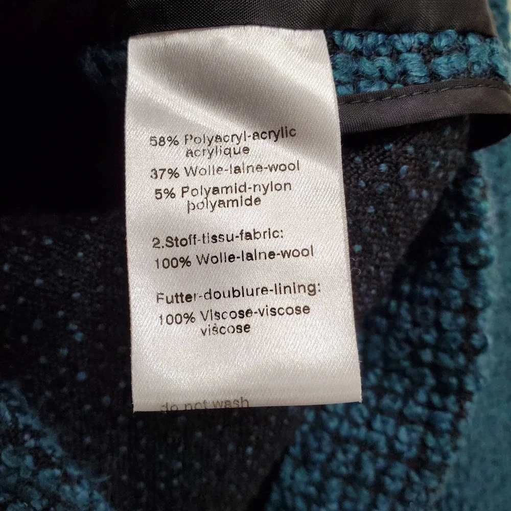 AKRIS PUNTO Emerald Green/Black Textured Buttoned Wool Blend Blazer sz US 8 - Picture 7 of 10